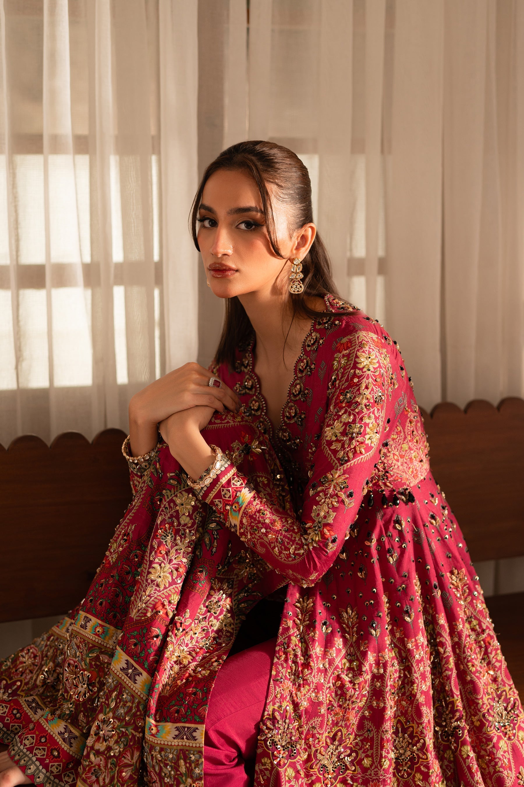 Ammara Khan | Ronaq Luxury Formals | Fuchsia Kalidar Peshwas (D-05)