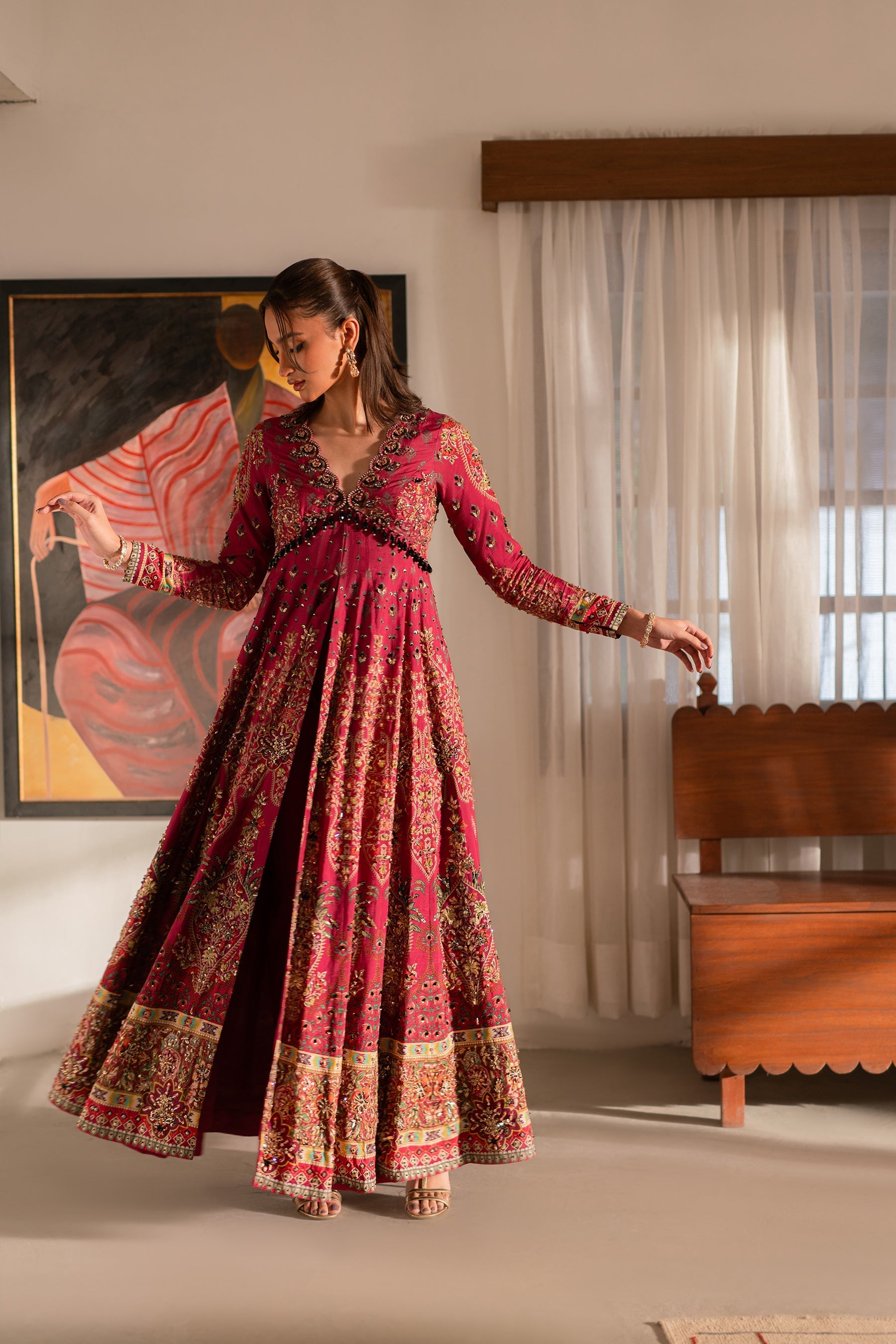Ammara Khan | Ronaq Luxury Formals | Fuchsia Kalidar Peshwas (D-05)