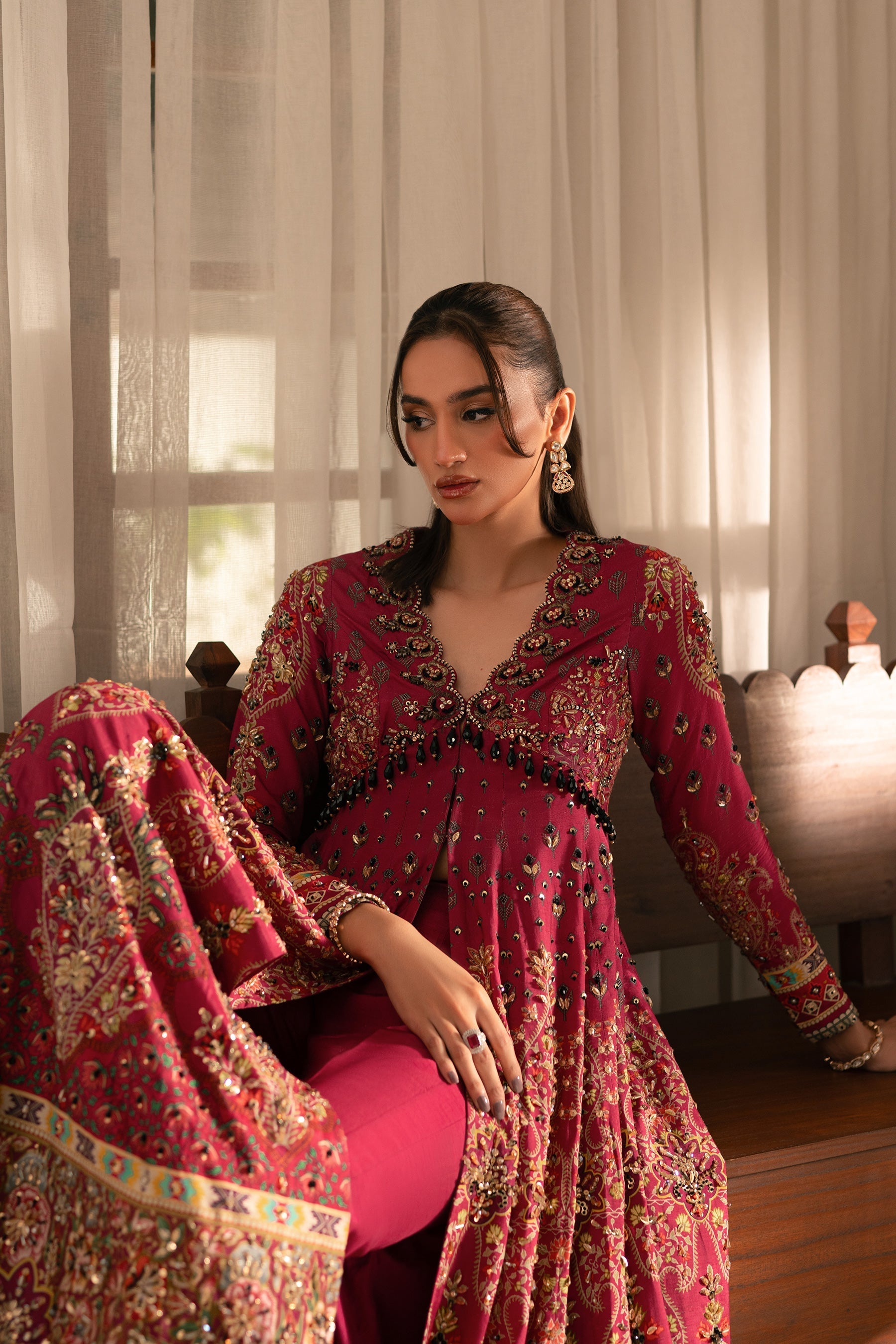 Ammara Khan | Ronaq Luxury Formals | Fuchsia Kalidar Peshwas (D-05)