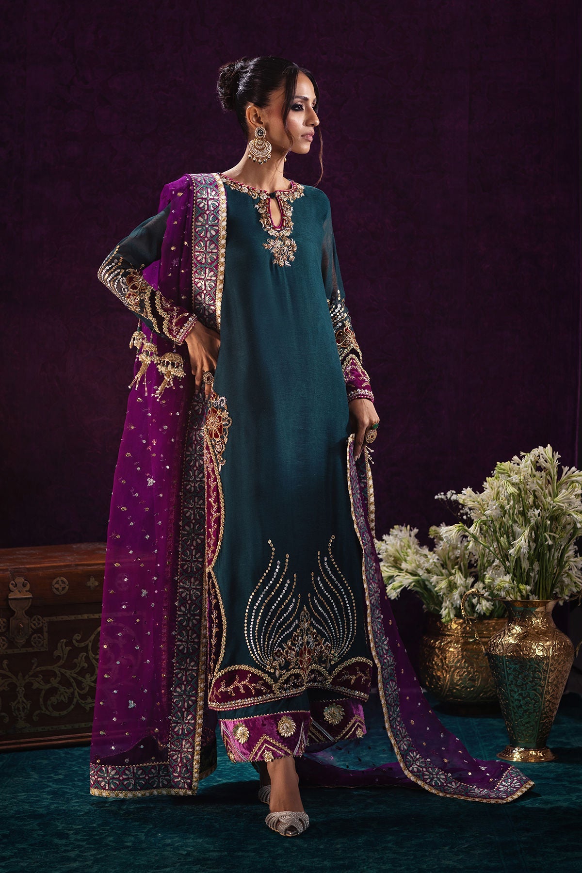 Annus Abrar | Mirha Winter Velour | Lila - Official Annus Abrar - Agha Fabrics UK