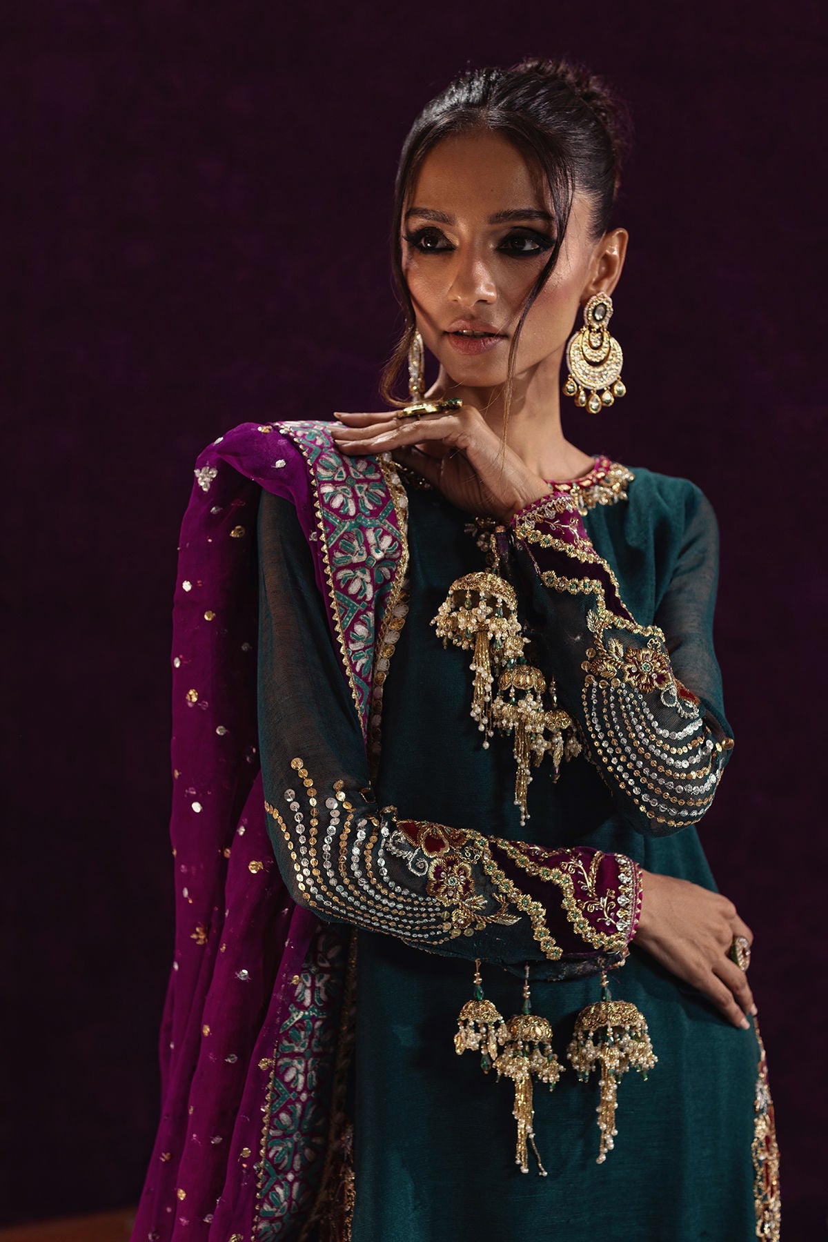 Annus Abrar | Mirha Winter Velour | Lila - Official Annus Abrar - Agha Fabrics UK