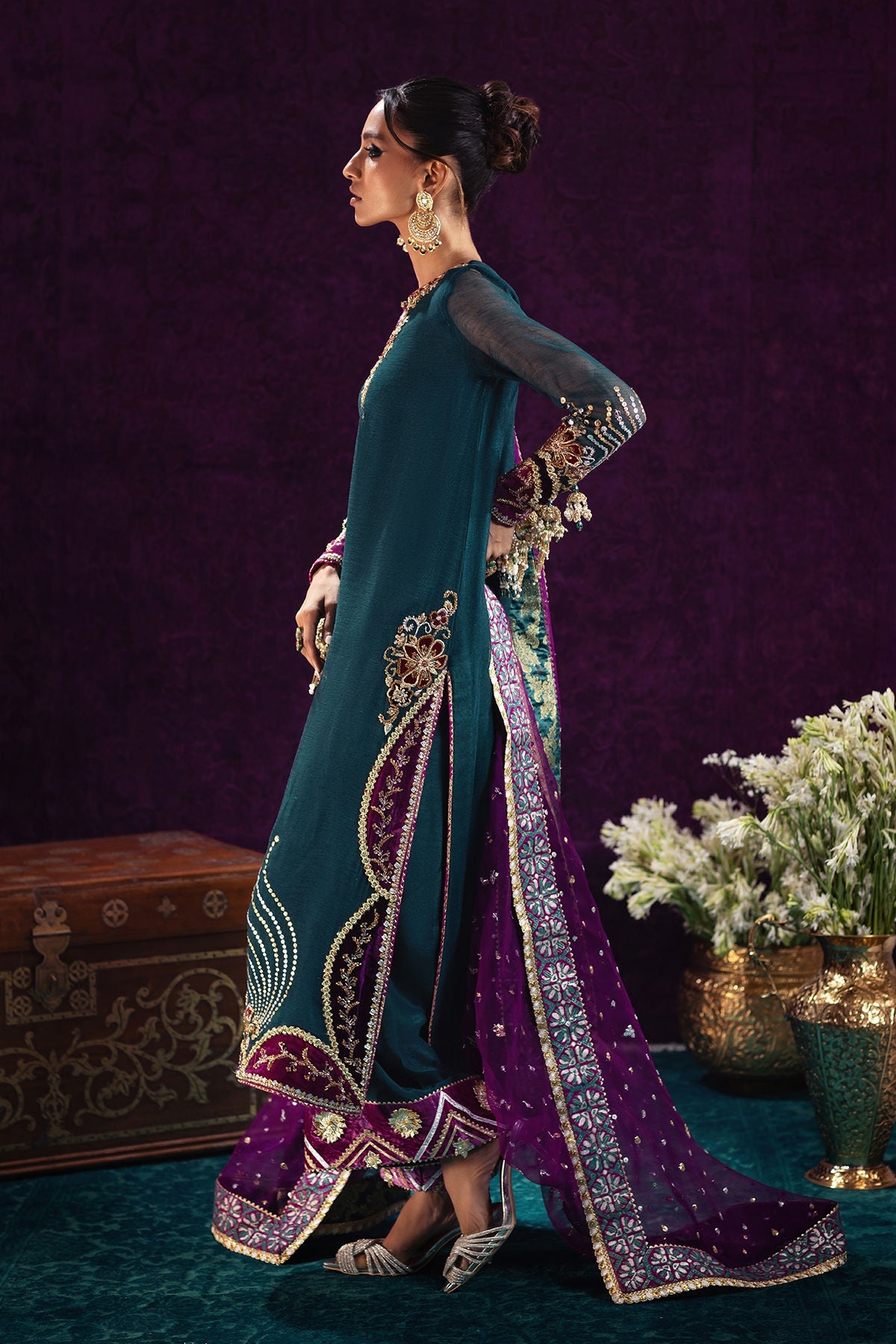 Annus Abrar | Mirha Winter Velour | Lila - Official Annus Abrar - Agha Fabrics UK