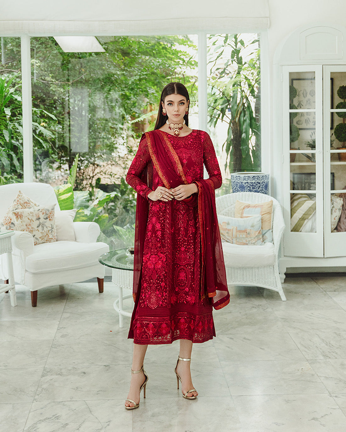 Maryum n Maria | Freesia Ariya Formals | SW23-506 - Crimson - Shadi -  Maryam N Maria Formal -  Agha Fabrics