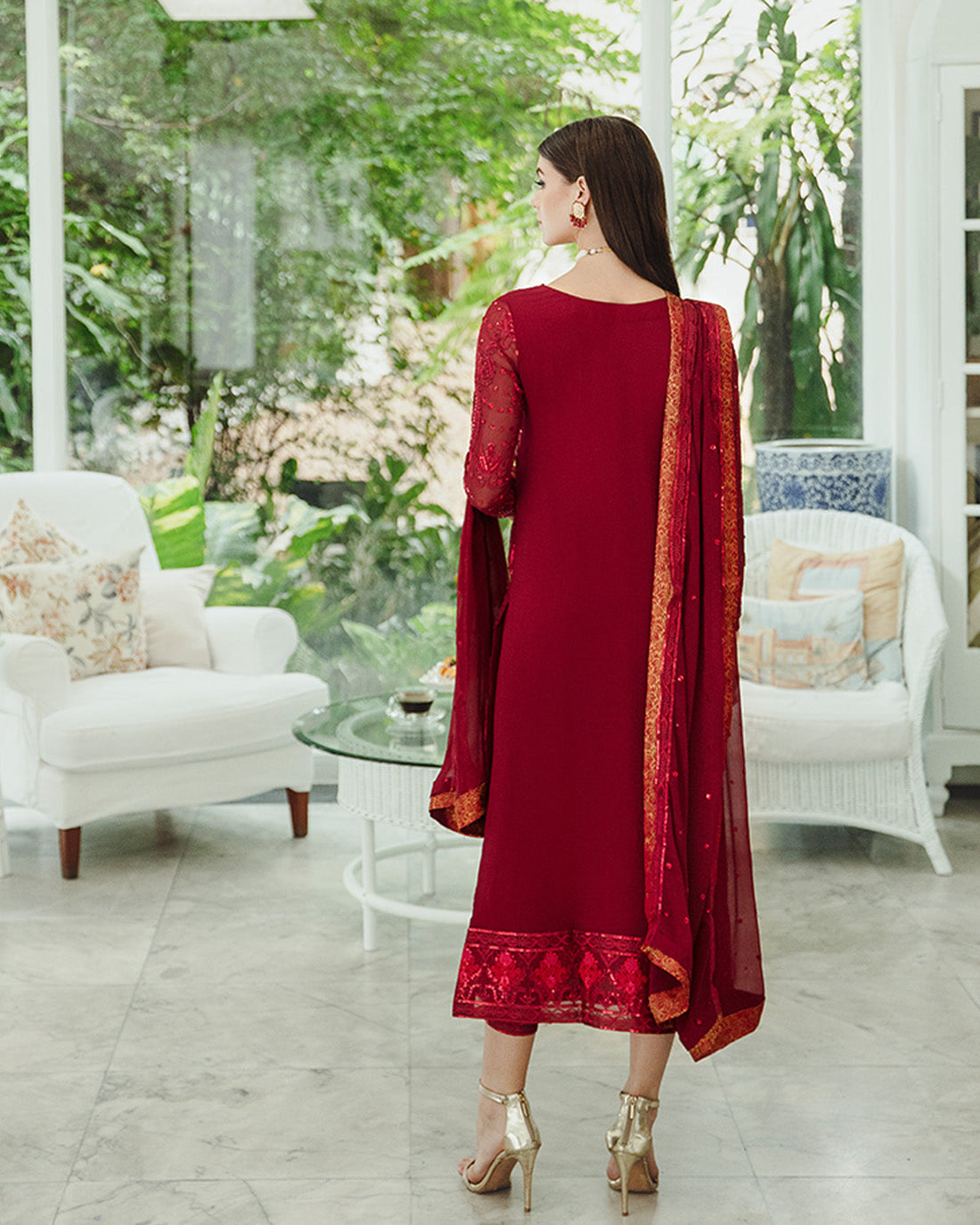 Maryum n Maria | Freesia Ariya Formals | SW23-506 - Crimson - Shadi -  Maryam N Maria Formal -  Agha Fabrics