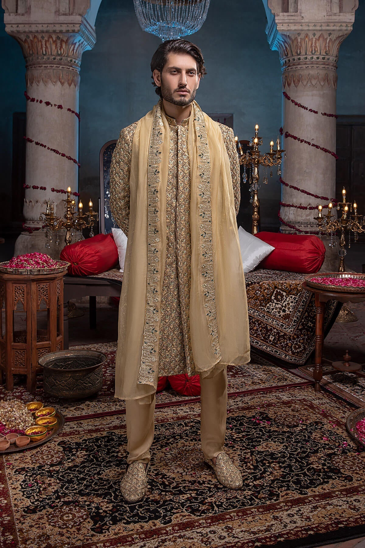 Pakistani Menswear | Mina Kashif | Sherwani D-18 - Official Agha Fabrics - Agha Fabrics UK