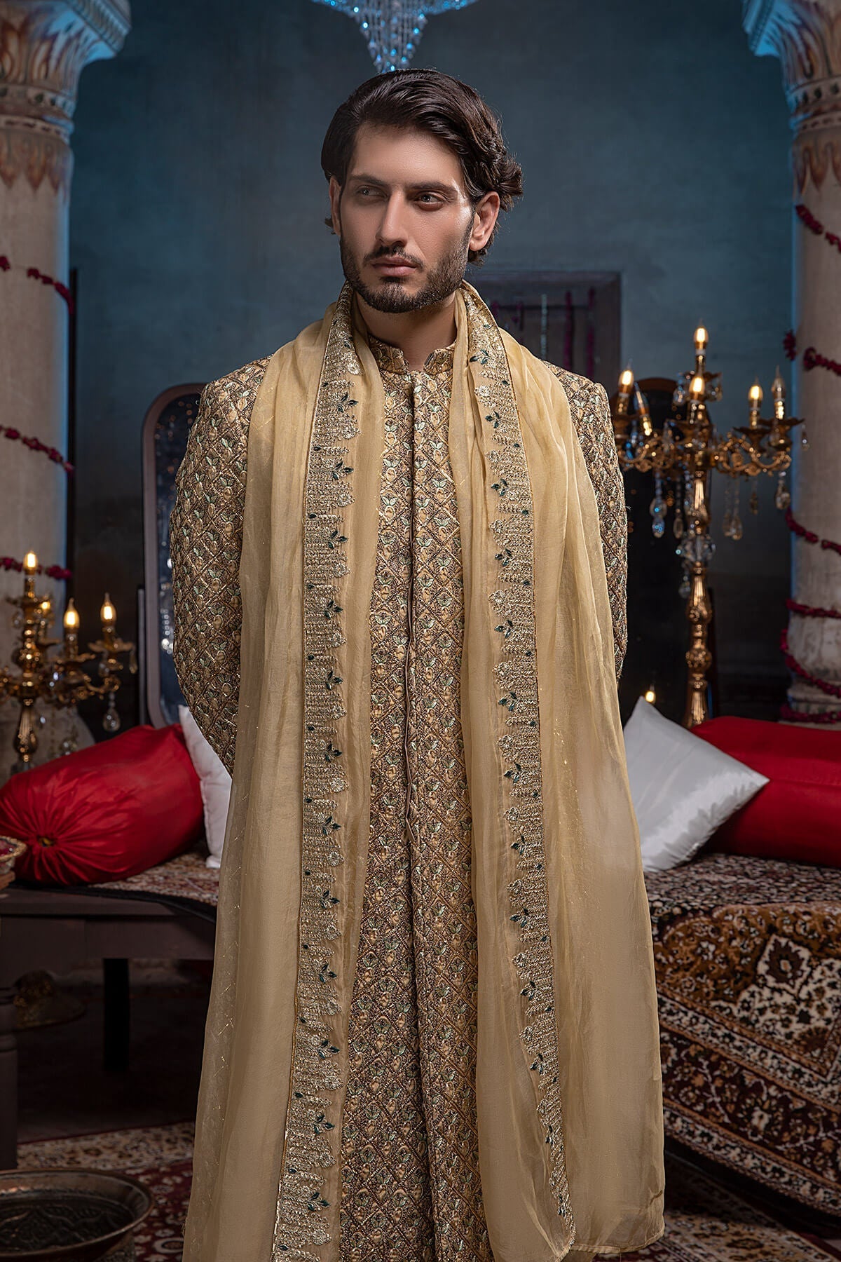 Pakistani Menswear | Mina Kashif | Sherwani D-18 - Official Agha Fabrics - Agha Fabrics UK