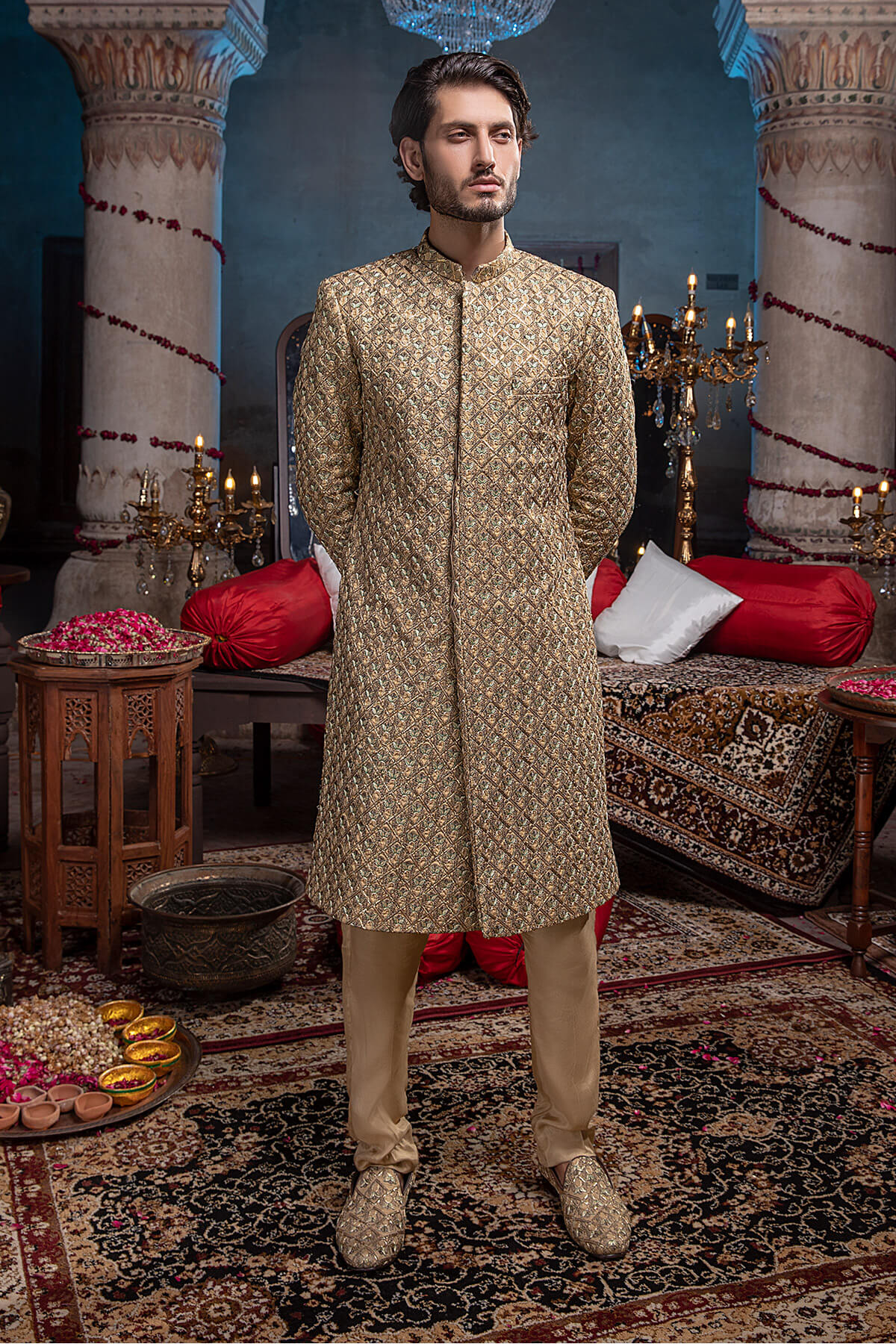 Pakistani Menswear | Mina Kashif | Sherwani D-18 - Official Agha Fabrics - Agha Fabrics UK