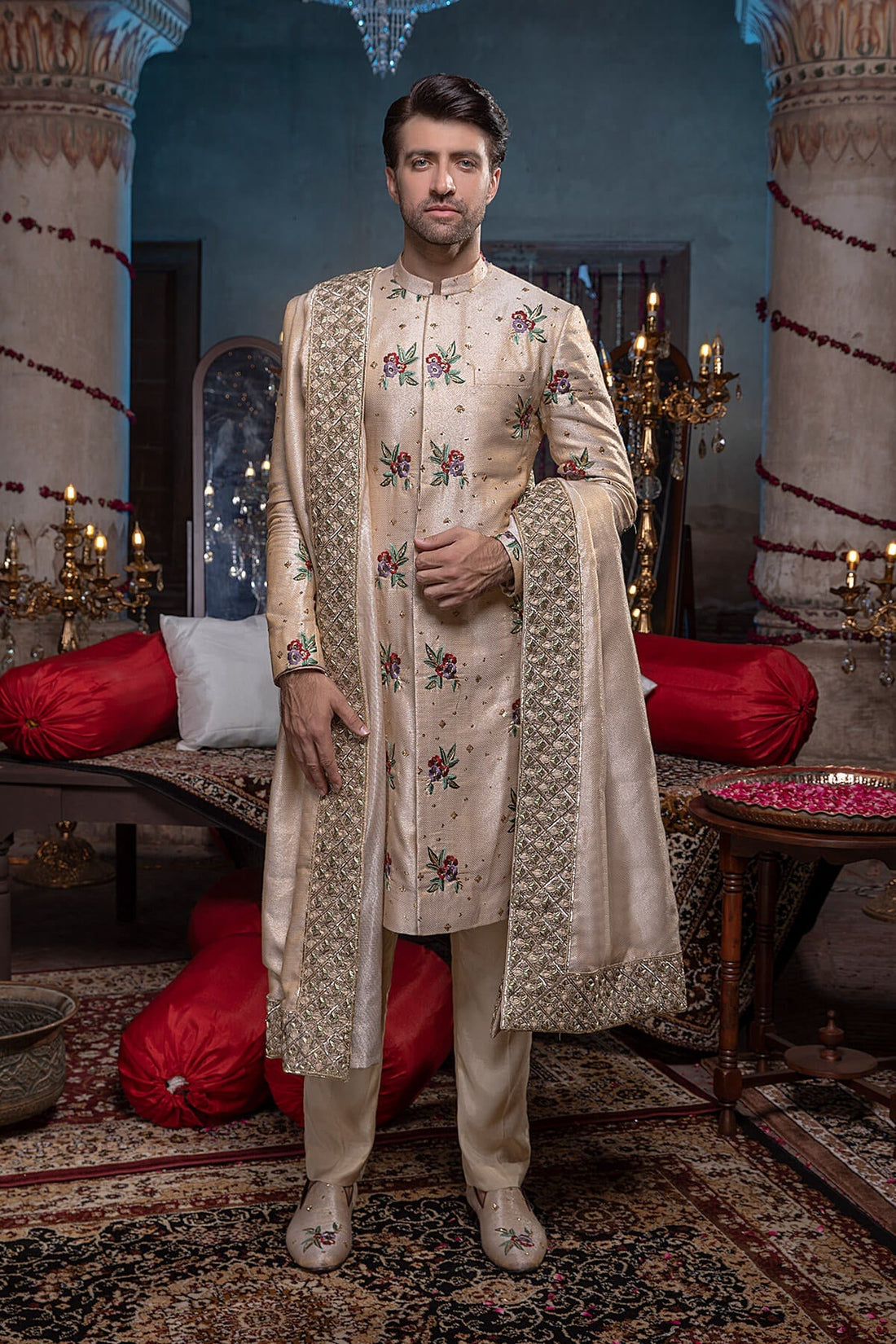 Pakistani Menswear | Mina Kashif | Sherwani D-20 - Official Agha Fabrics - Agha Fabrics UK