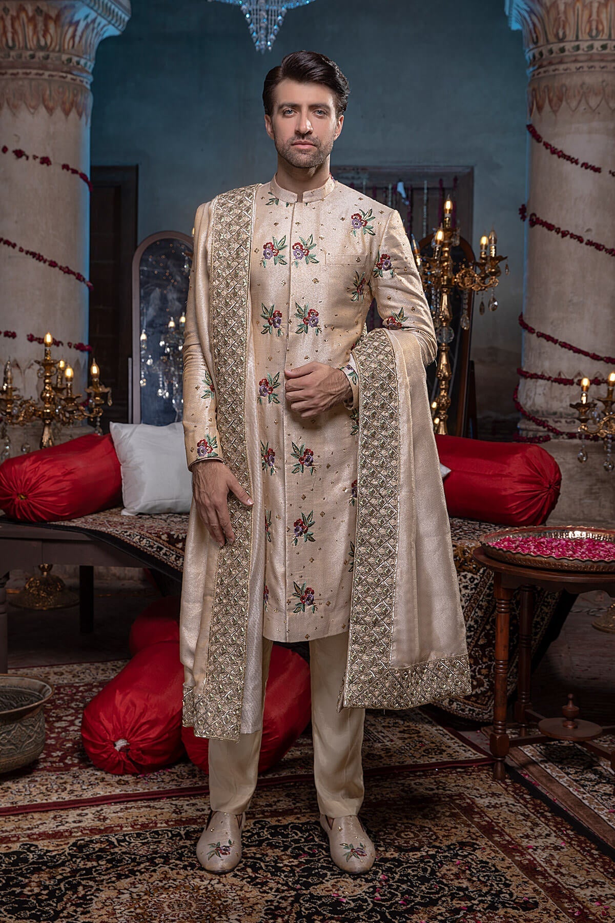 Pakistani Menswear | Mina Kashif | Sherwani D-20 - Official Agha Fabrics - Agha Fabrics UK