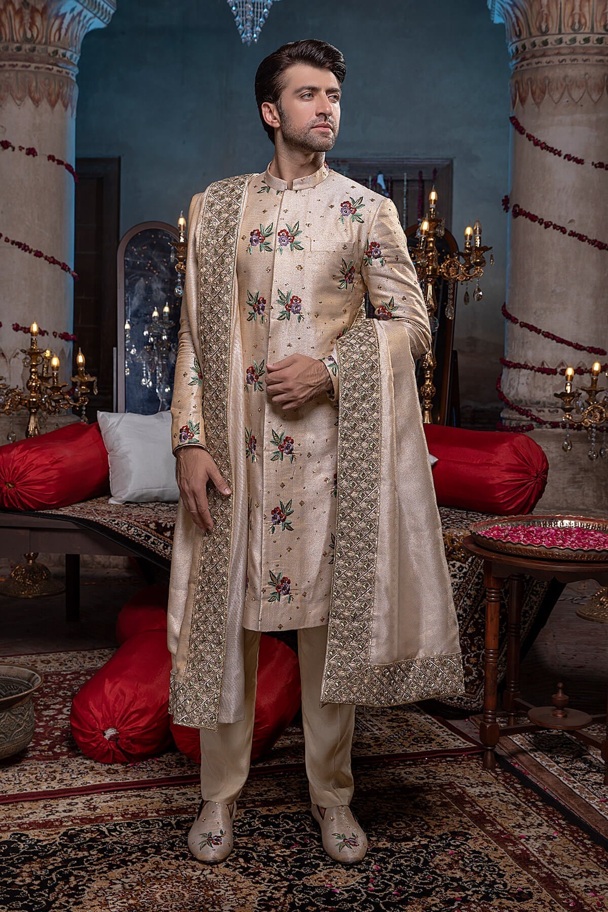Pakistani Menswear | Mina Kashif | Sherwani D-20 - Official Agha Fabrics - Agha Fabrics UK