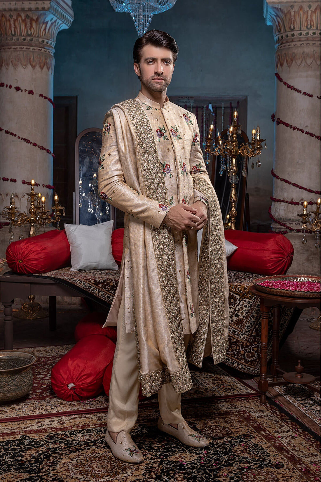 Pakistani Menswear | Mina Kashif | Sherwani D-20 - Official Agha Fabrics - Agha Fabrics UK