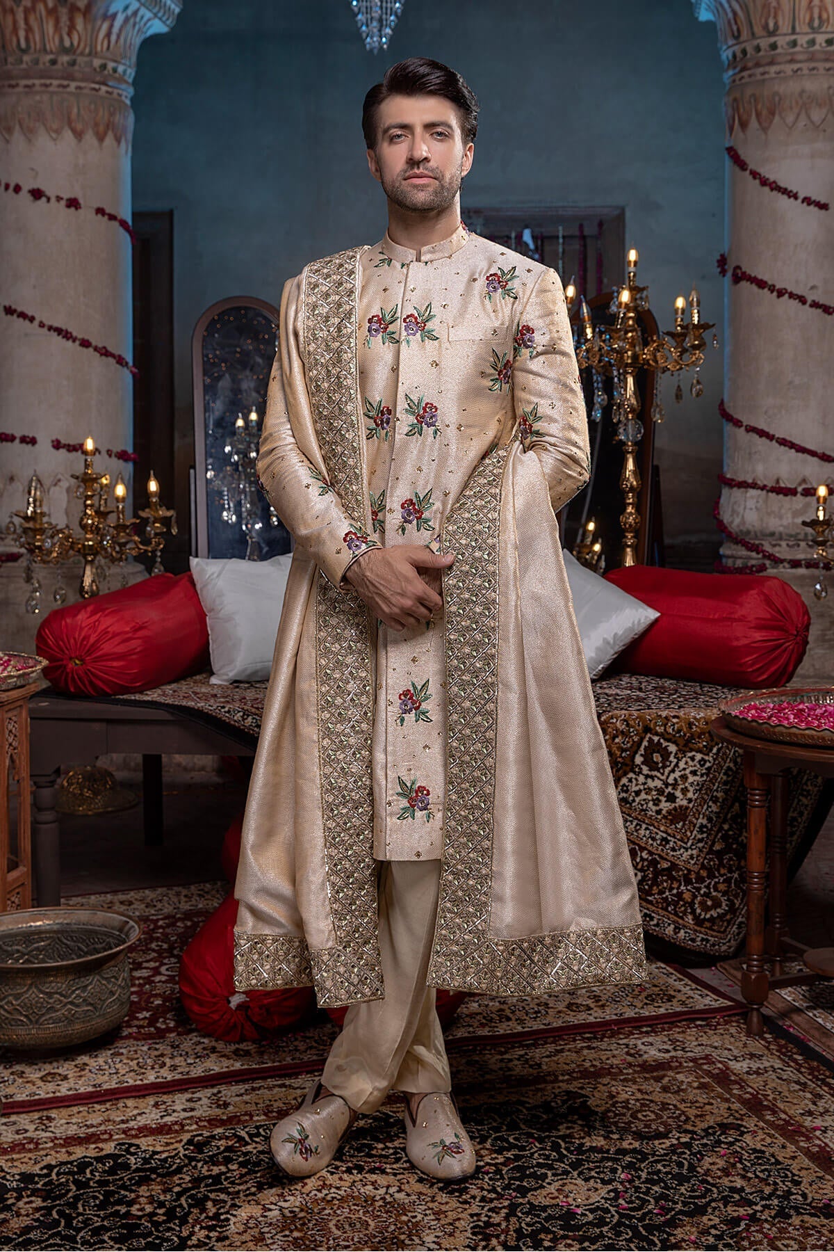 Pakistani Menswear | Mina Kashif | Sherwani D-20 - Official Agha Fabrics - Agha Fabrics UK