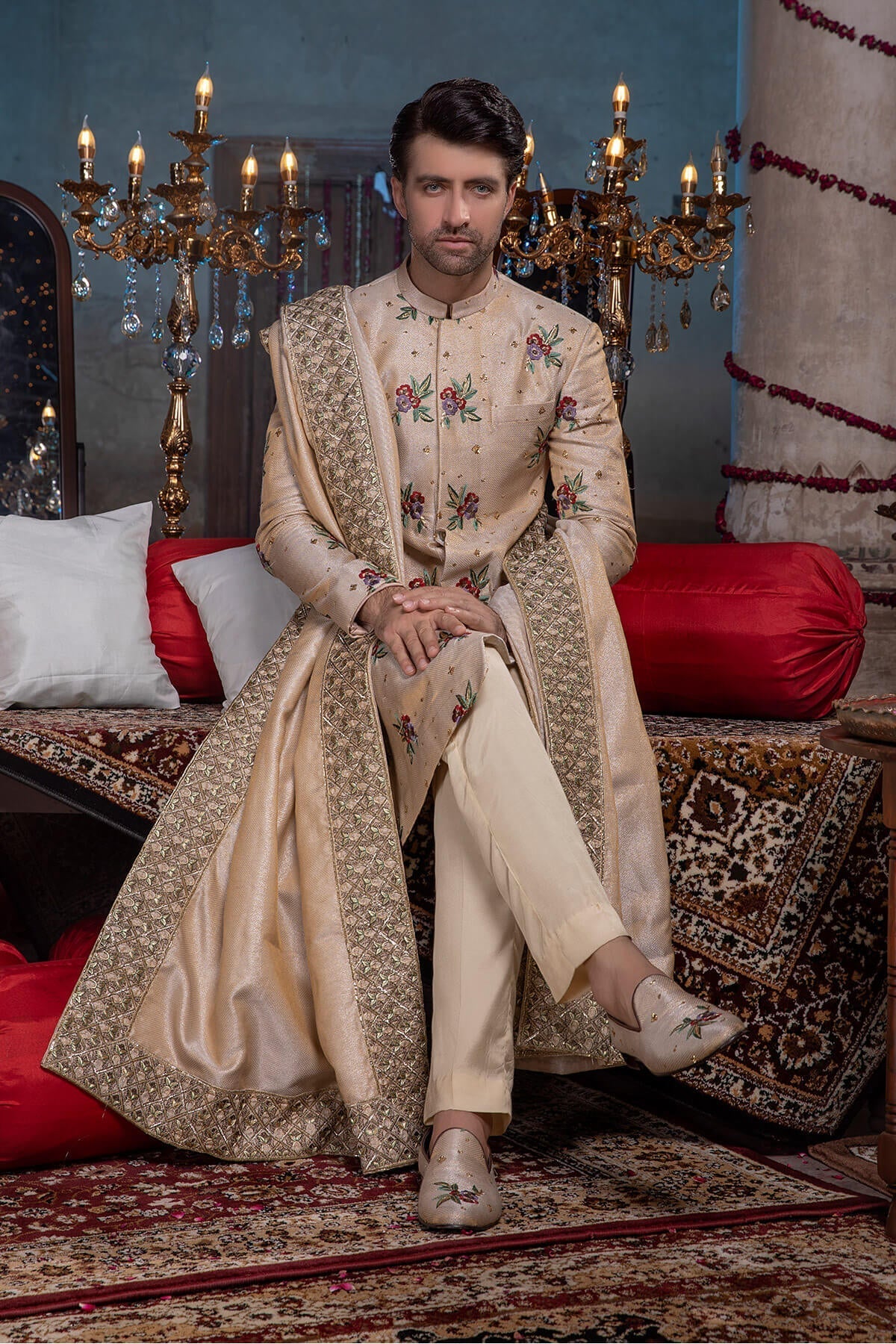 Pakistani Menswear | Mina Kashif | Sherwani D-20 - Official Agha Fabrics - Agha Fabrics UK
