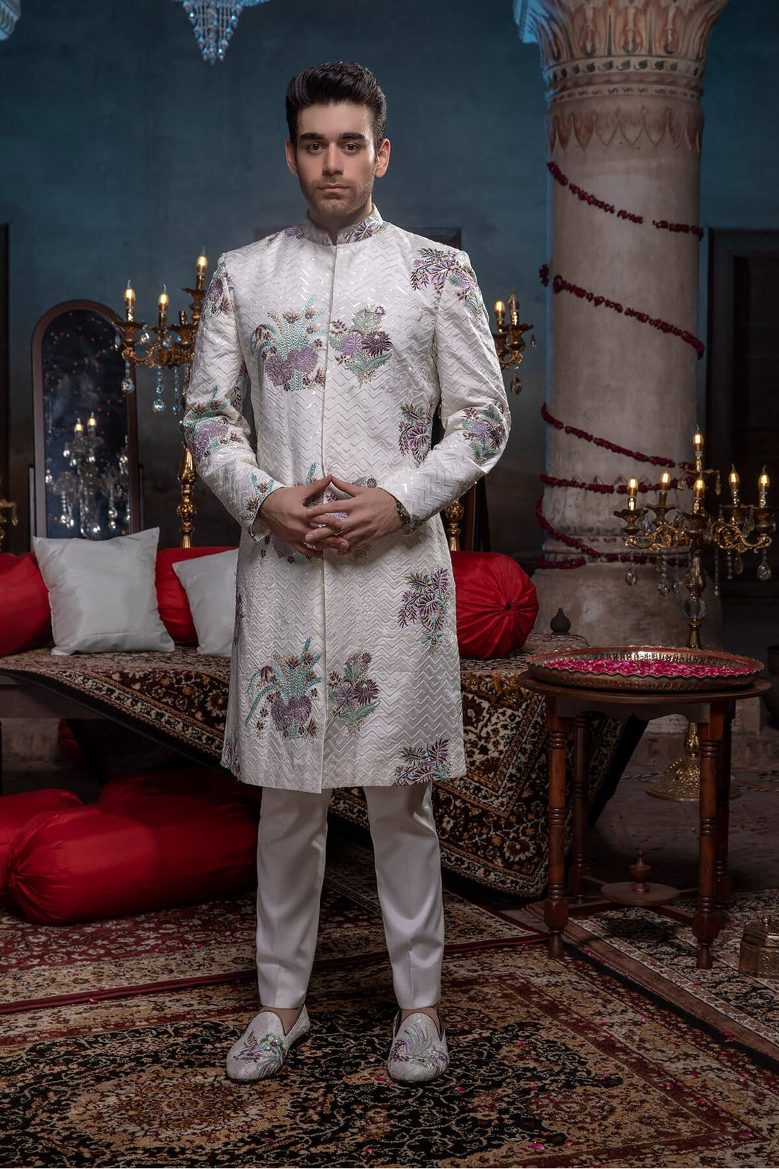 Pakistani Menswear | Mina Kashif | Sherwani D-10 - Official Agha Fabrics - Agha Fabrics UK