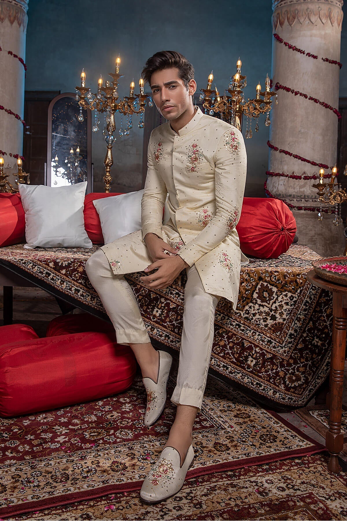 Pakistani Menswear | Mina Kashif | Sherwani D-02 - Official Agha Fabrics - Agha Fabrics UK