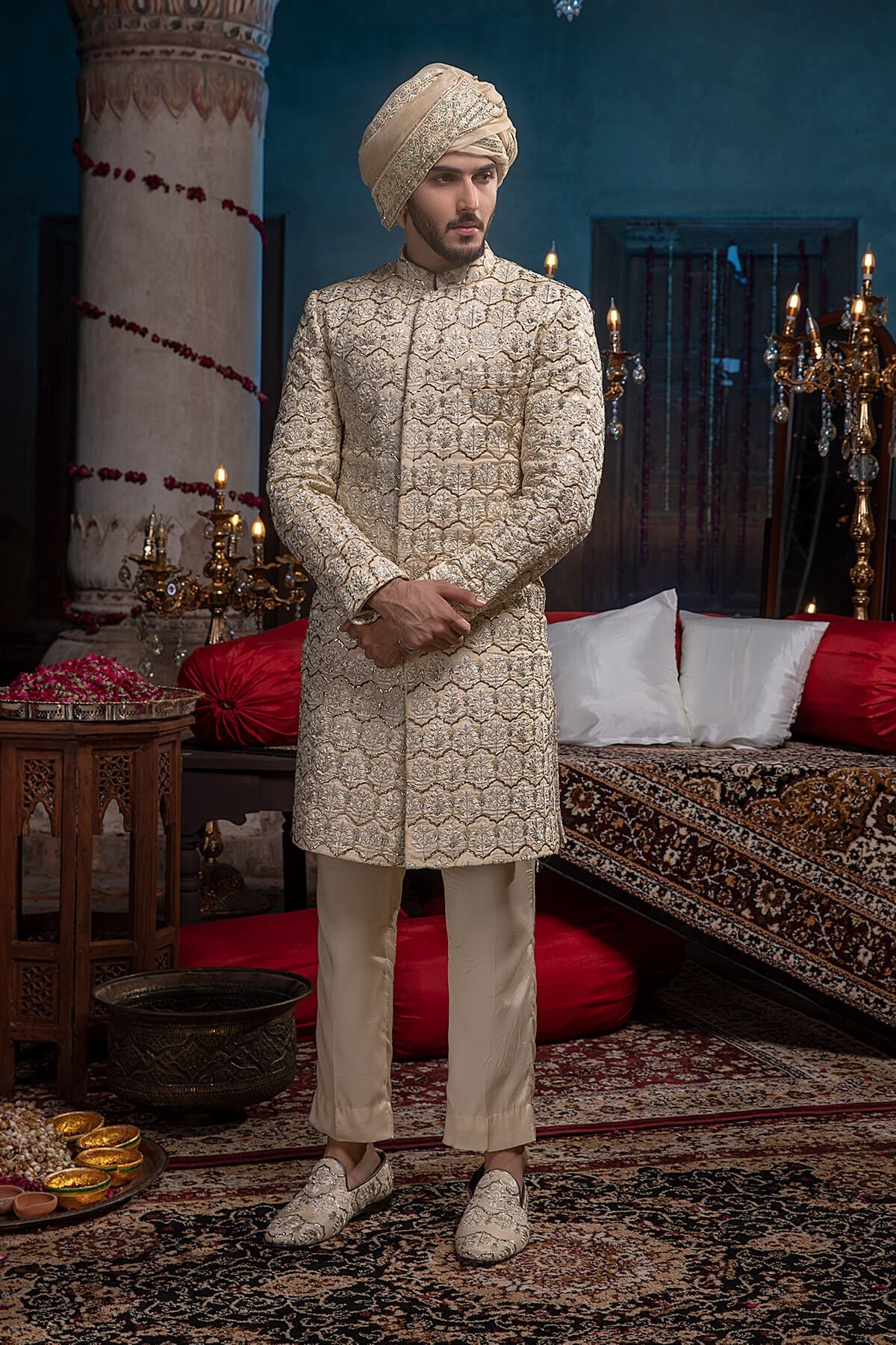 Pakistani Menswear | Mina Kashif | Sherwani D-04 - Official Agha Fabrics - Agha Fabrics UK