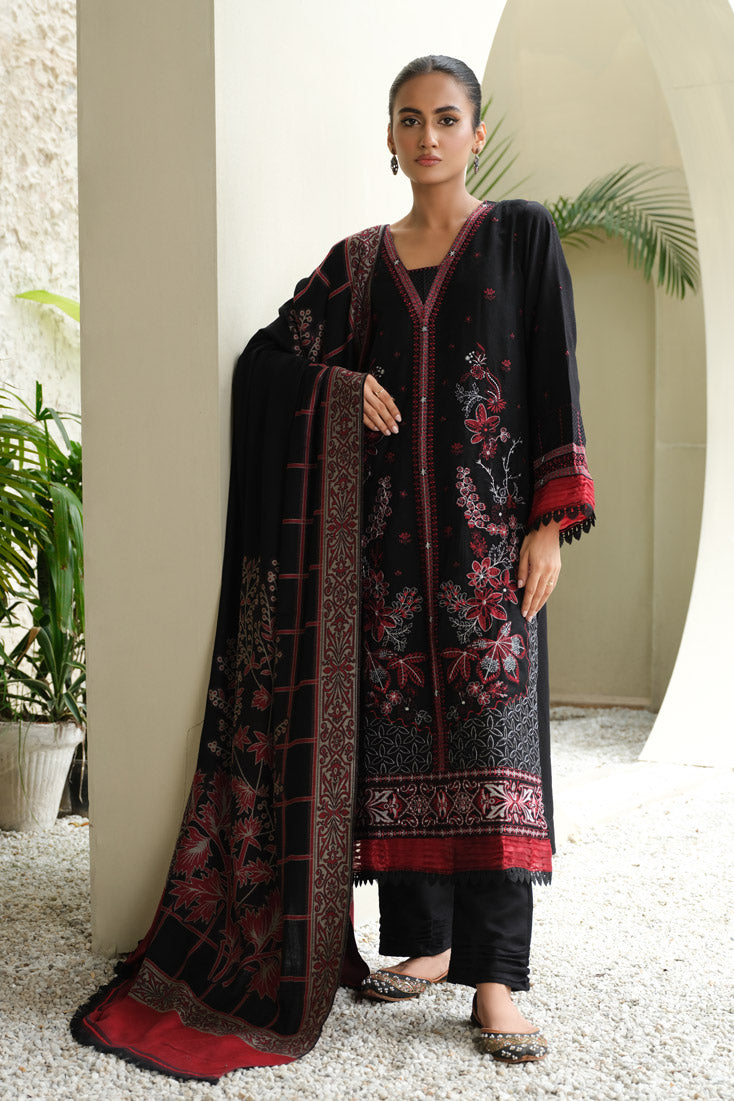 Marjjan | Aangan Embroidered Viscose | MDS-75 (BLACK) - Official Marjjan - Agha Fabrics UK