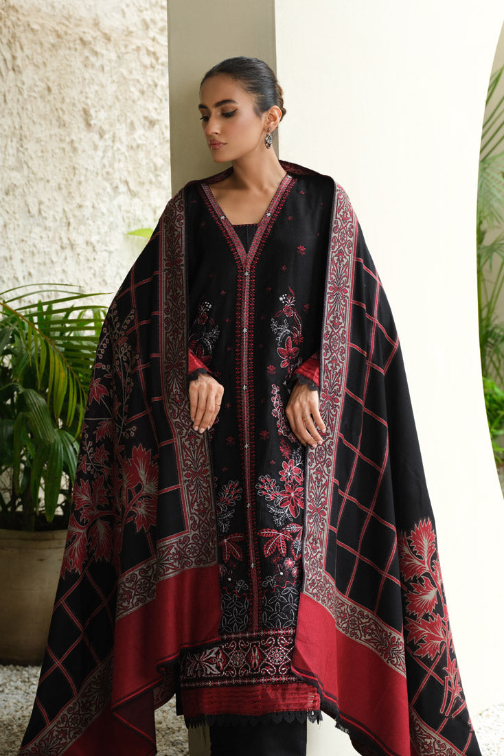 Marjjan | Aangan Embroidered Viscose | MDS-75 (BLACK) - Official Marjjan - Agha Fabrics UK