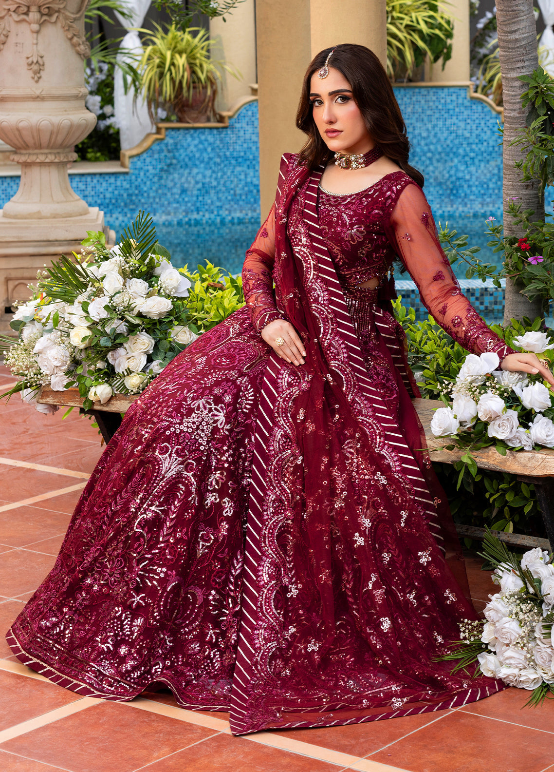Sahane | Haye Dil Wedding Formals | CT 29009 Crimson HeartBeat