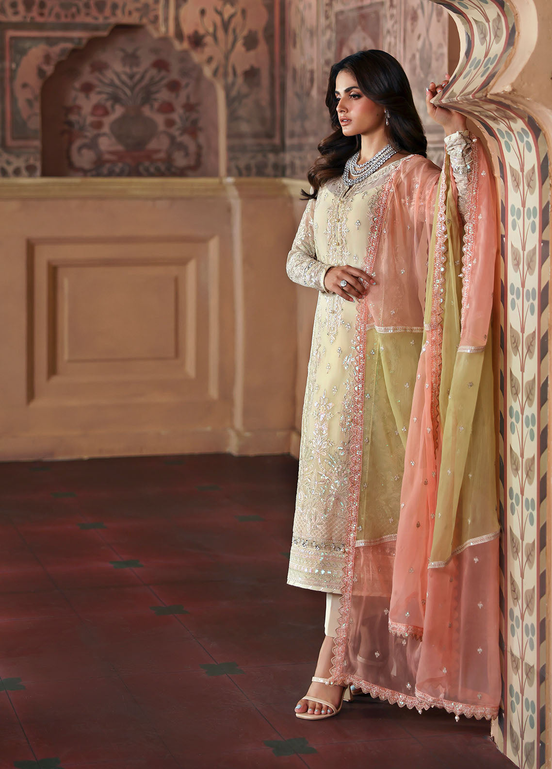 Gulaal | I Evayna Embroidered Chiffon | Fareyah - Official Gulaal - Agha Fabrics UK
