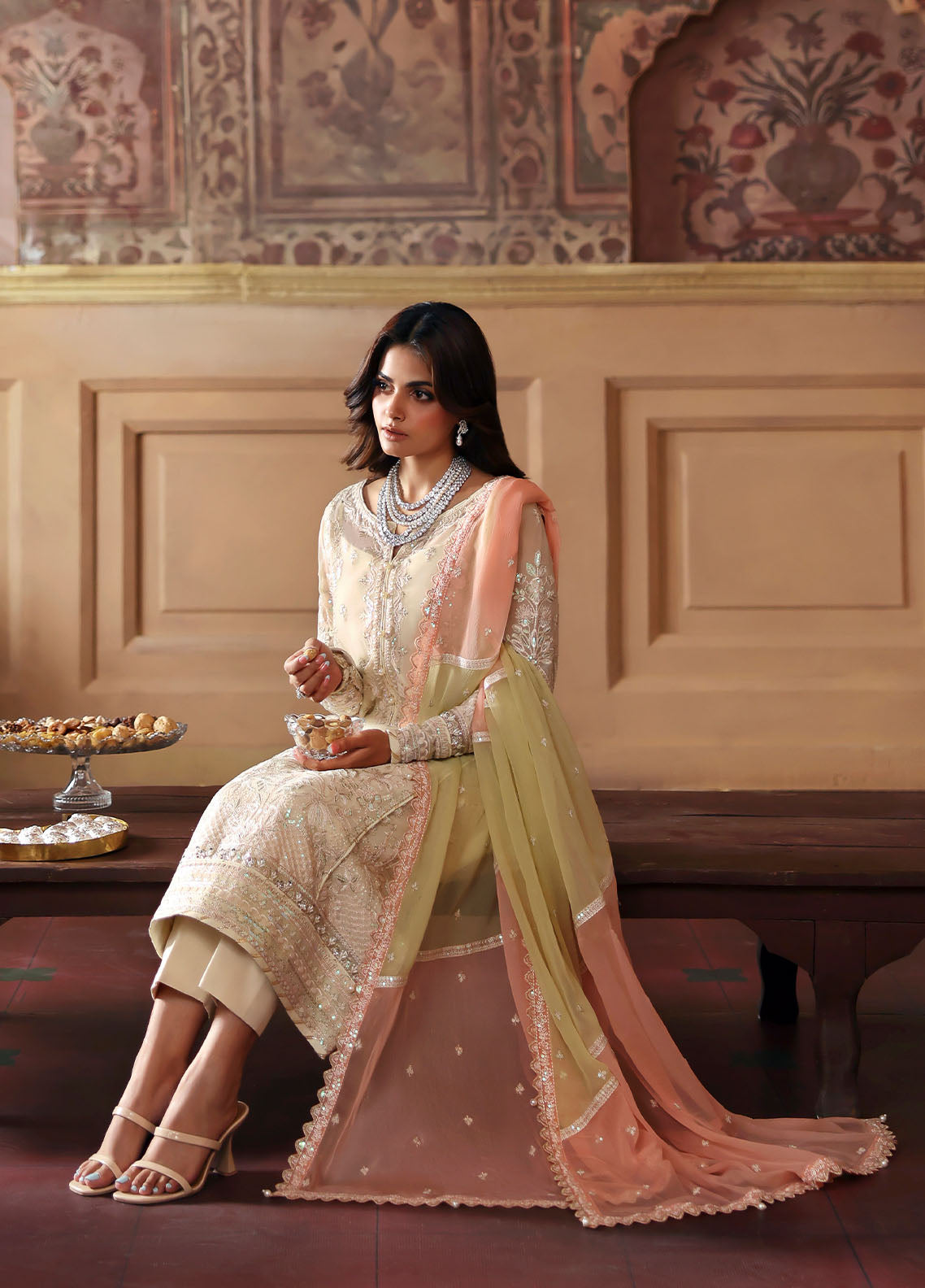 Gulaal | I Evayna Embroidered Chiffon | Fareyah - Official Gulaal - Agha Fabrics UK