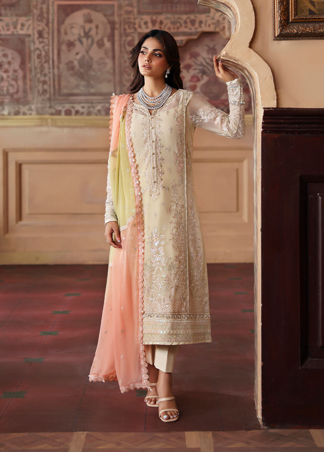 Gulaal | I Evayna Embroidered Chiffon | Fareyah - Official Gulaal - Agha Fabrics UK
