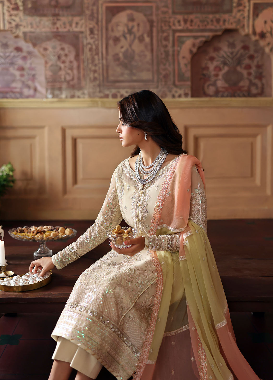 Gulaal | I Evayna Embroidered Chiffon | Fareyah - Official Gulaal - Agha Fabrics UK