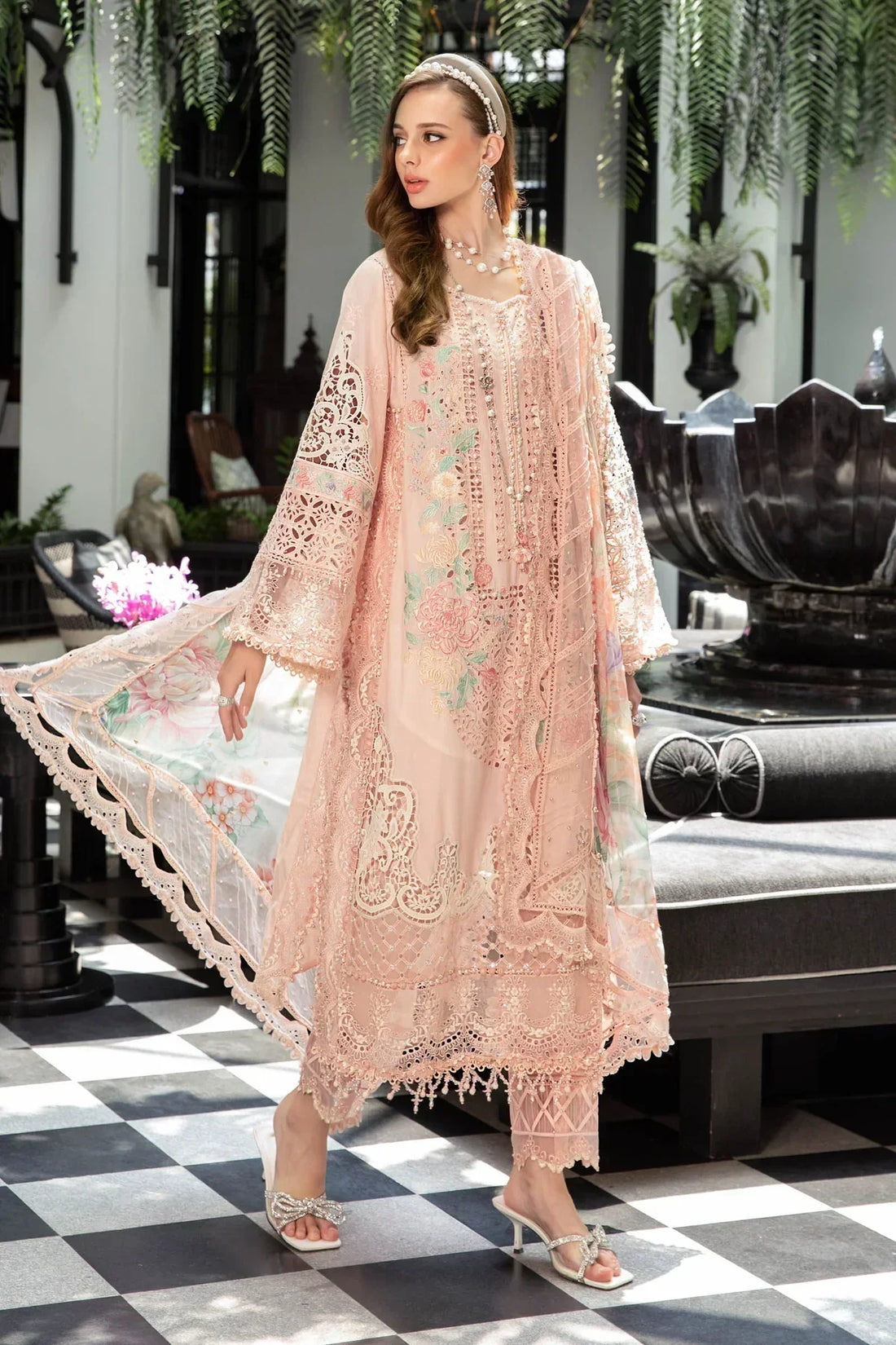 Maria B | Luxury Lawn | EL-23-07-Peach -  Maria B Luxury -  Agha Fabrics