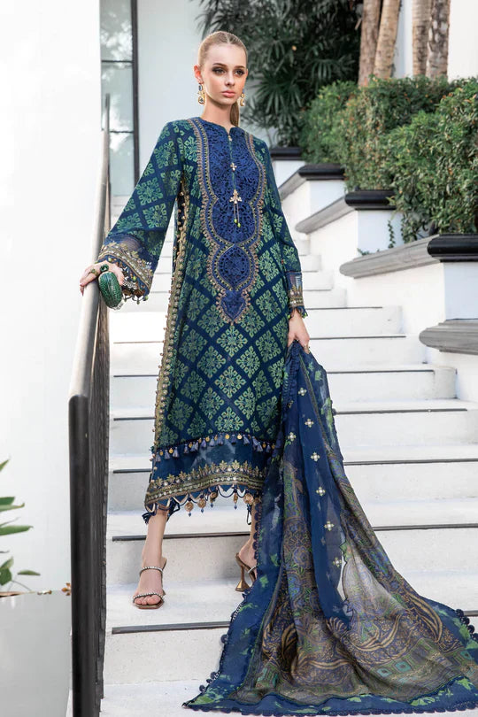 Maria B | Luxury Lawn | EL-23-08-Blue -  Maria B Luxury -  Agha Fabrics