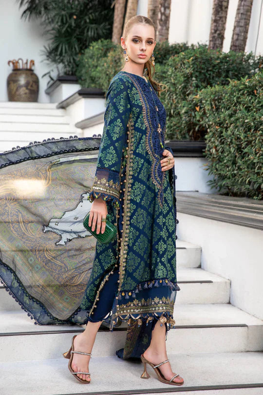 Maria B | Luxury Lawn | EL-23-08-Blue -  Maria B Luxury -  Agha Fabrics