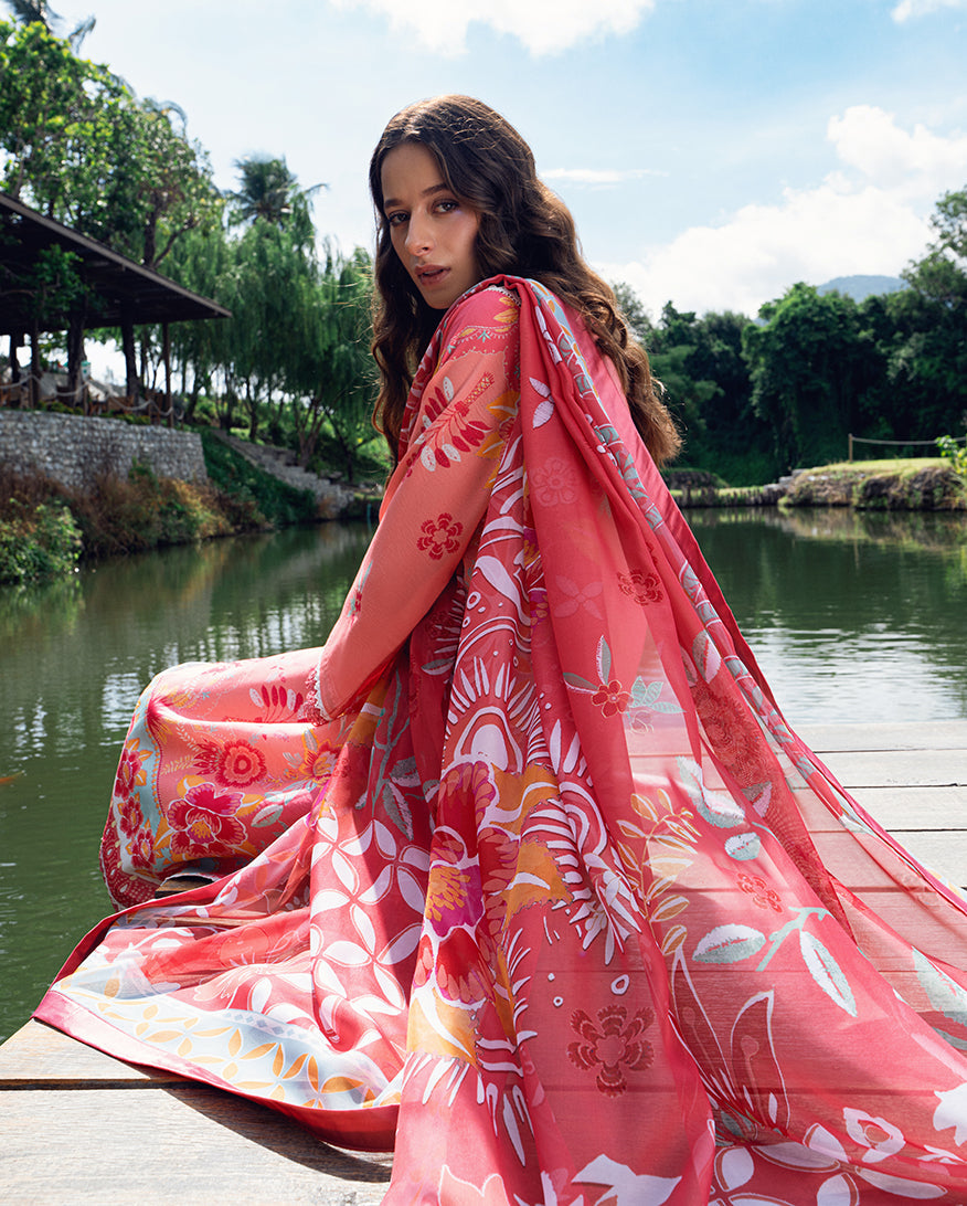 Roheenaz | Garden Veal Printed Lawn 25 | Berry Glint