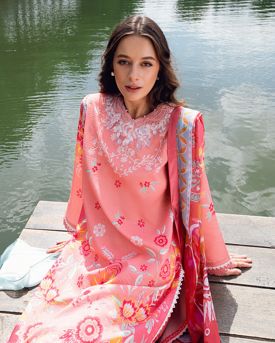 Roheenaz | Garden Veal Printed Lawn 25 | Berry Glint