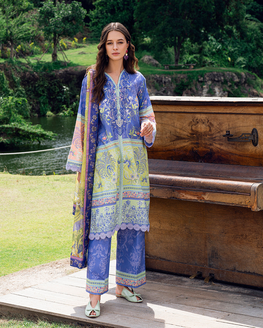 Roheenaz | Garden Veal Printed Lawn 25 | Inky Bloom