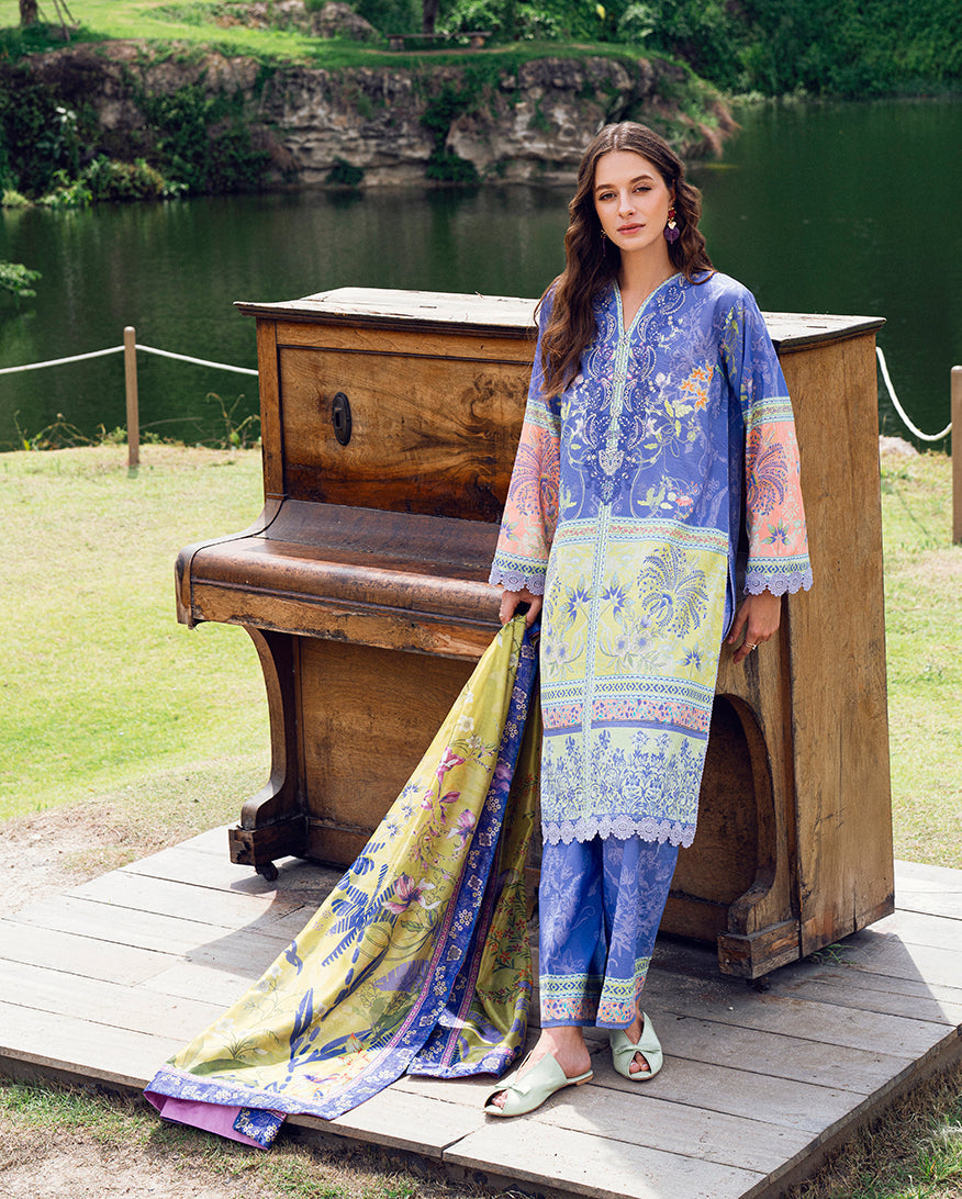 Roheenaz | Garden Veal Printed Lawn 25 | Inky Bloom