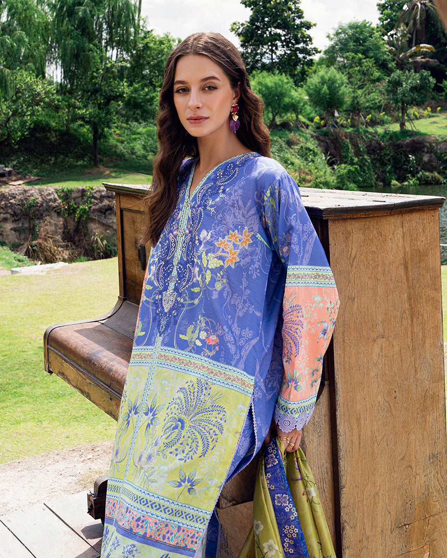 Roheenaz | Garden Veal Printed Lawn 25 | Inky Bloom