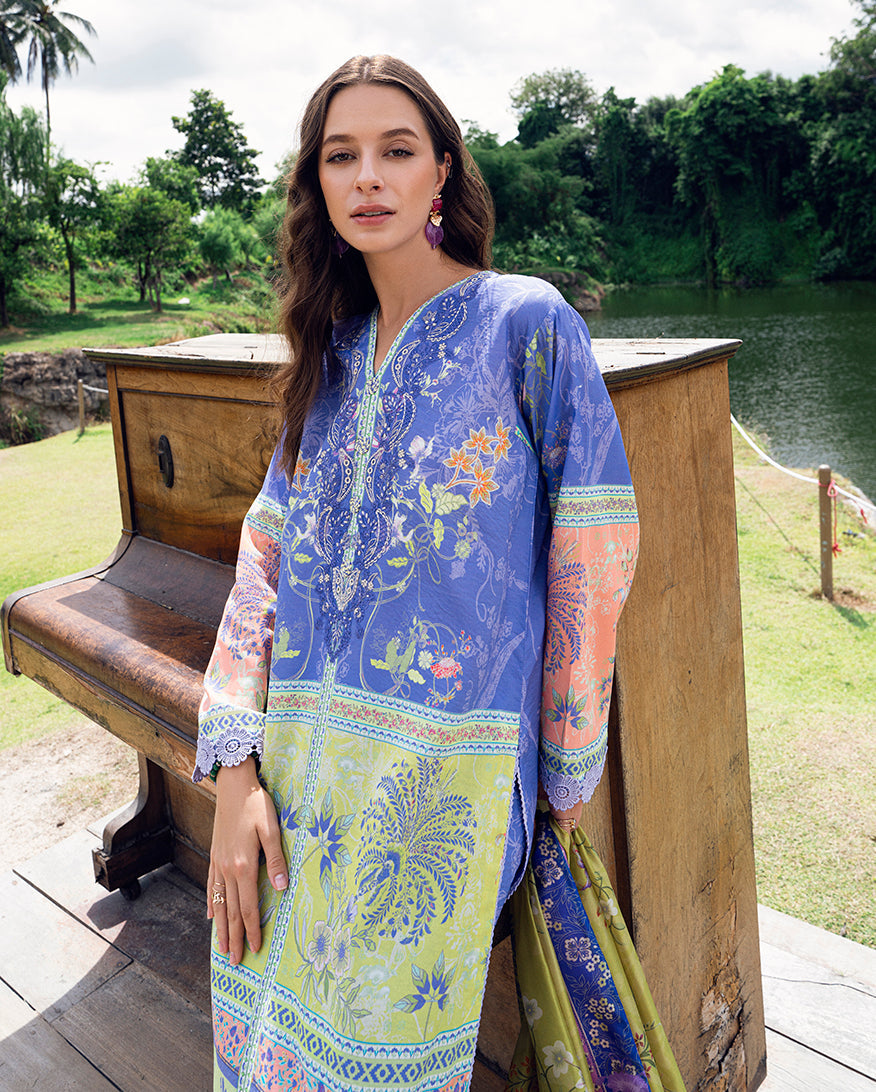 Roheenaz | Garden Veal Printed Lawn 25 | Inky Bloom