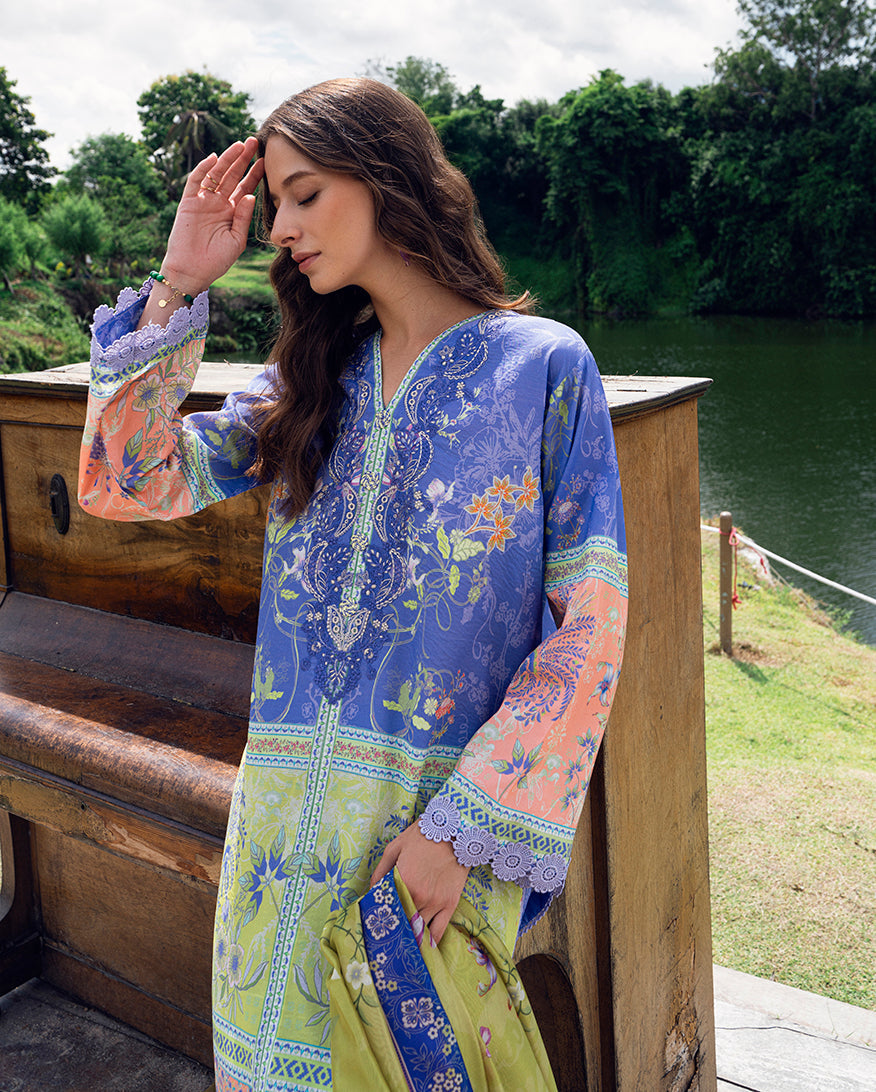 Roheenaz | Garden Veal Printed Lawn 25 | Inky Bloom