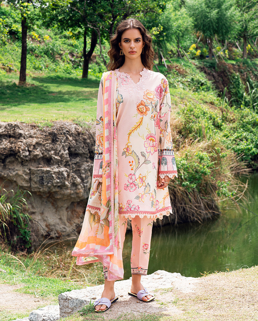 Roheenaz | Garden Veal Printed Lawn 25 | Wildflower fluff