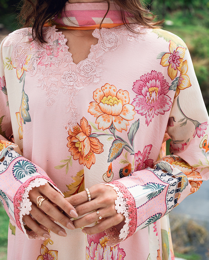 Roheenaz | Garden Veal Printed Lawn 25 | Wildflower fluff