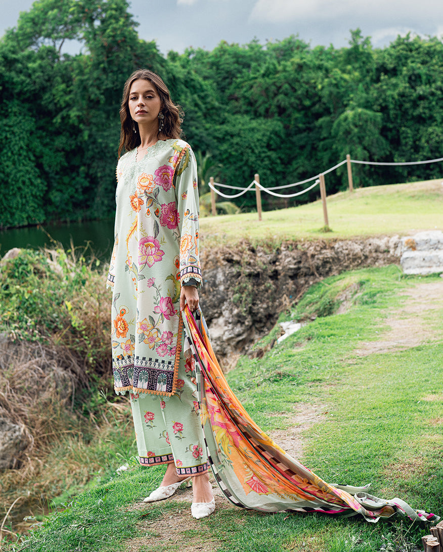 Roheenaz | Garden Veal Printed Lawn 25 | Crimson Whisper
