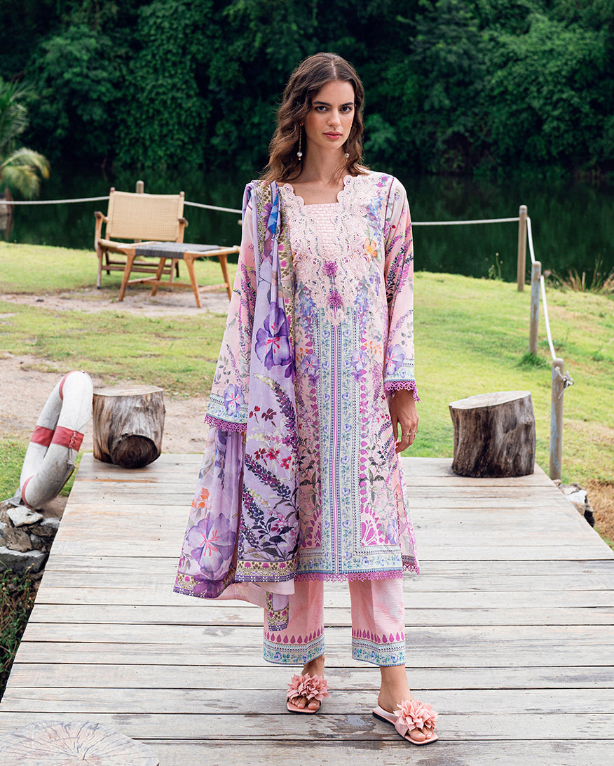 Roheenaz | Garden Veal Printed Lawn 25 | Lilac Dust