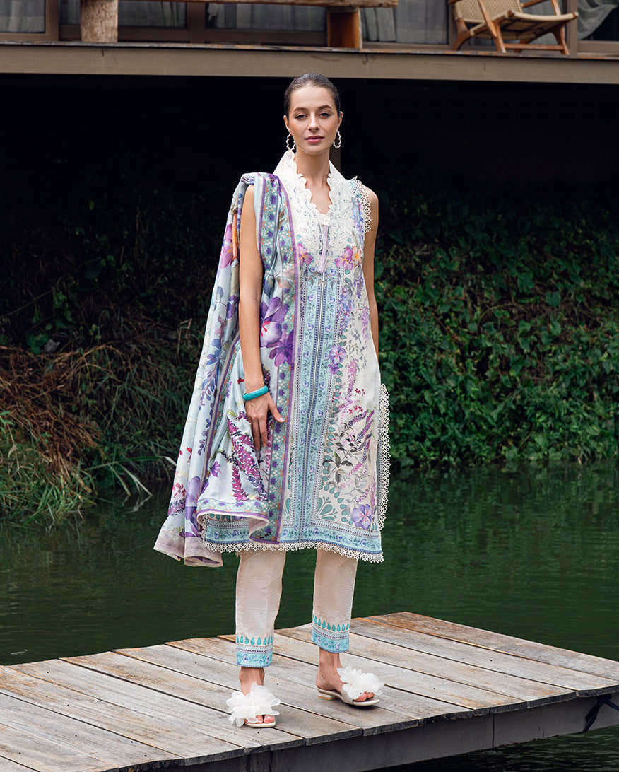 Roheenaz | Garden Veal Printed Lawn 25 | Bloom Glimmer