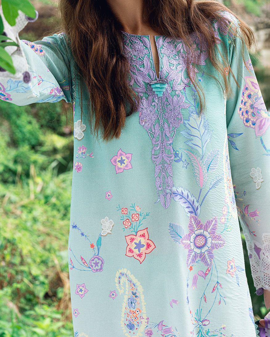 Roheenaz | Garden Veal Printed Lawn 25 | Jazmine Haze.