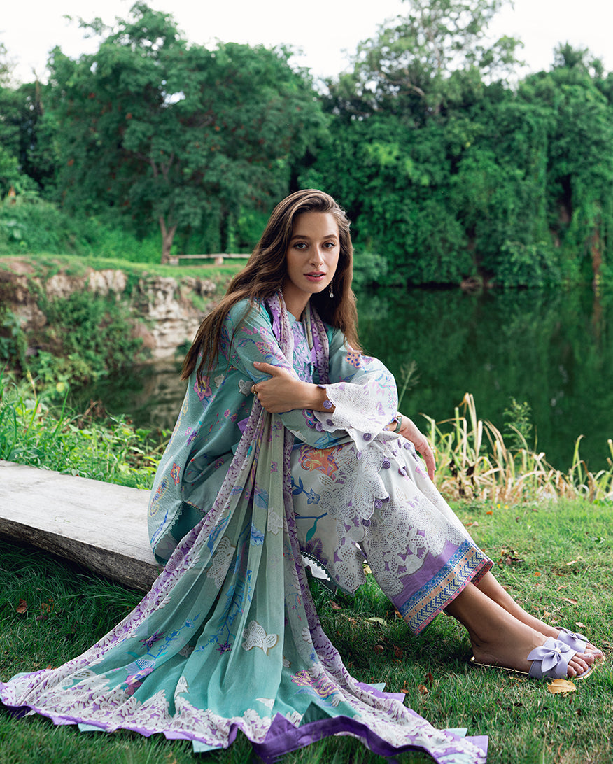 Roheenaz | Garden Veal Printed Lawn 25 | Jazmine Haze.