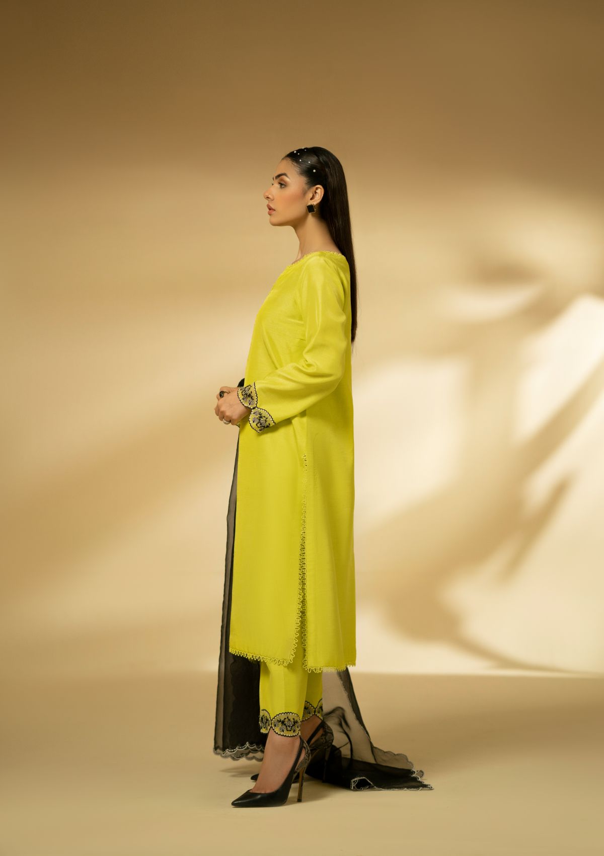 Winter Collection - Fozia Khalid - Silk Edit - Lime Zest - D#13