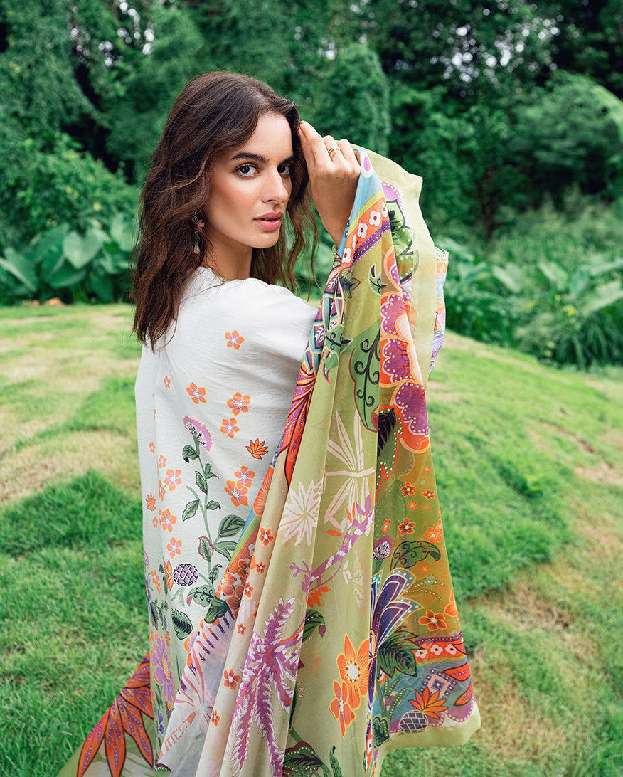 Roheenaz | Garden Veal Printed Lawn 25 | Melon Muse