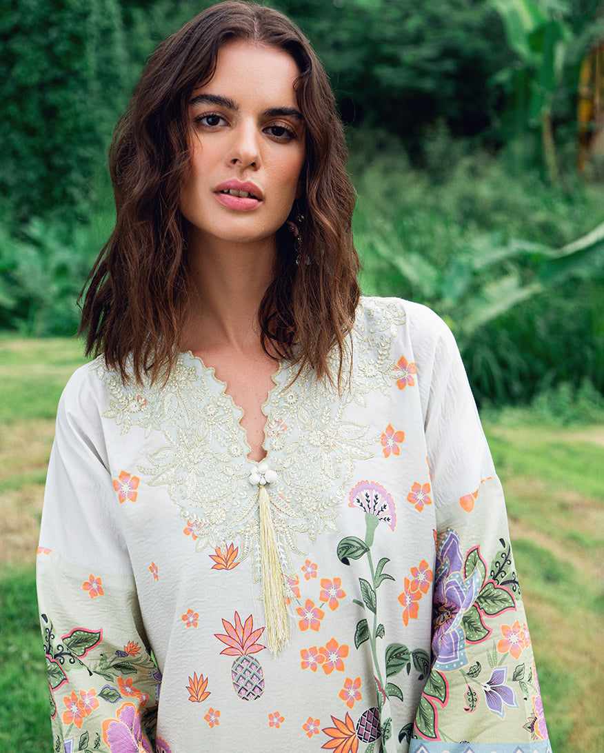 Roheenaz | Garden Veal Printed Lawn 25 | Melon Muse