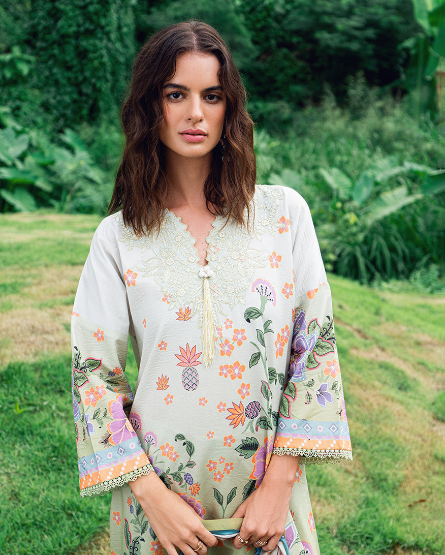 Roheenaz | Garden Veal Printed Lawn 25 | Melon Muse