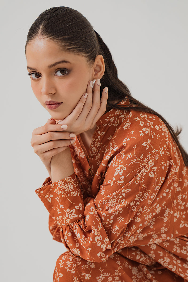 Cross Stitch | Daily Wear | RUST FLORA - Official Cross Stitch - Agha Fabrics UK