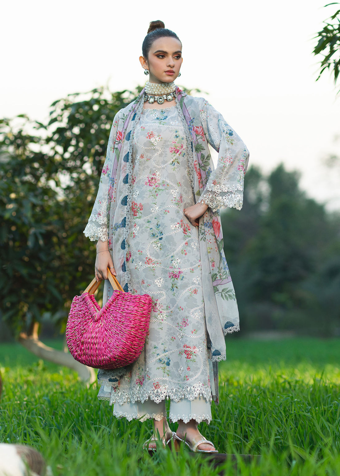Sardinia | Printkari Lawn Edit 25 | Silver Bush